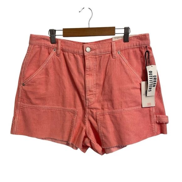 BDG Urban Outfitters Pink Cut Off Carpenter Corduroy Shorts Size 31 NWT - Picture 1 of 6